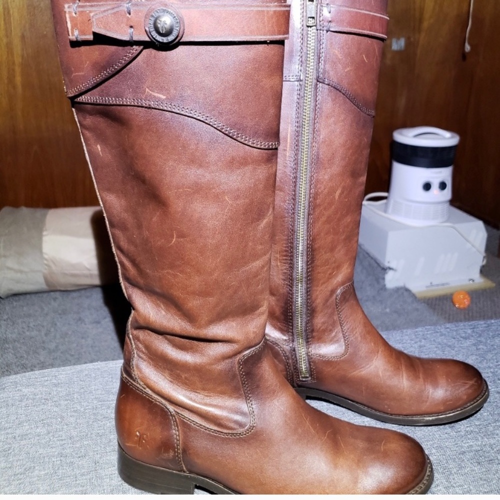 Frye Melissa Button Tall Leather Riding Boots